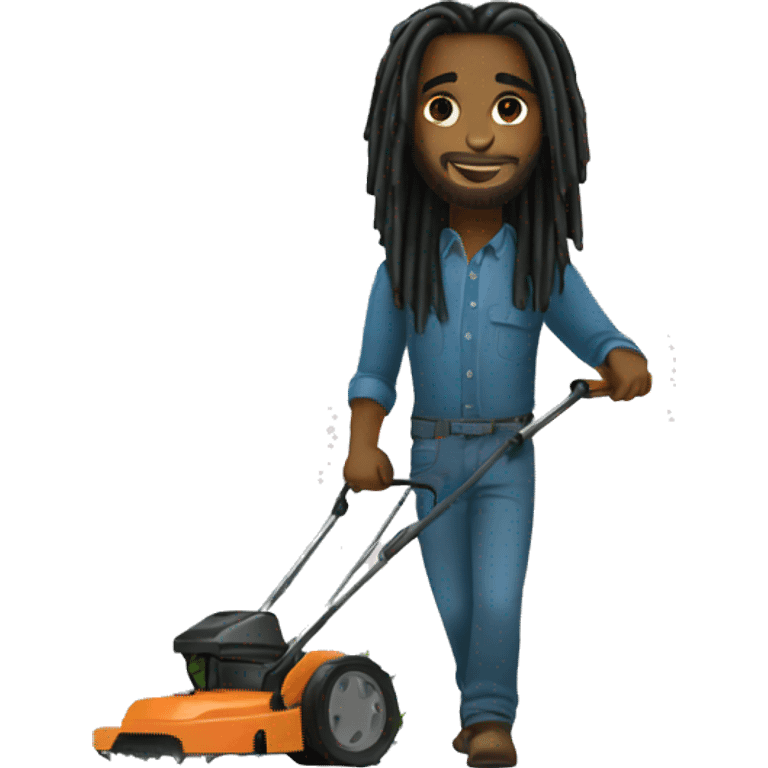 Black man with long dreads mowing emoji