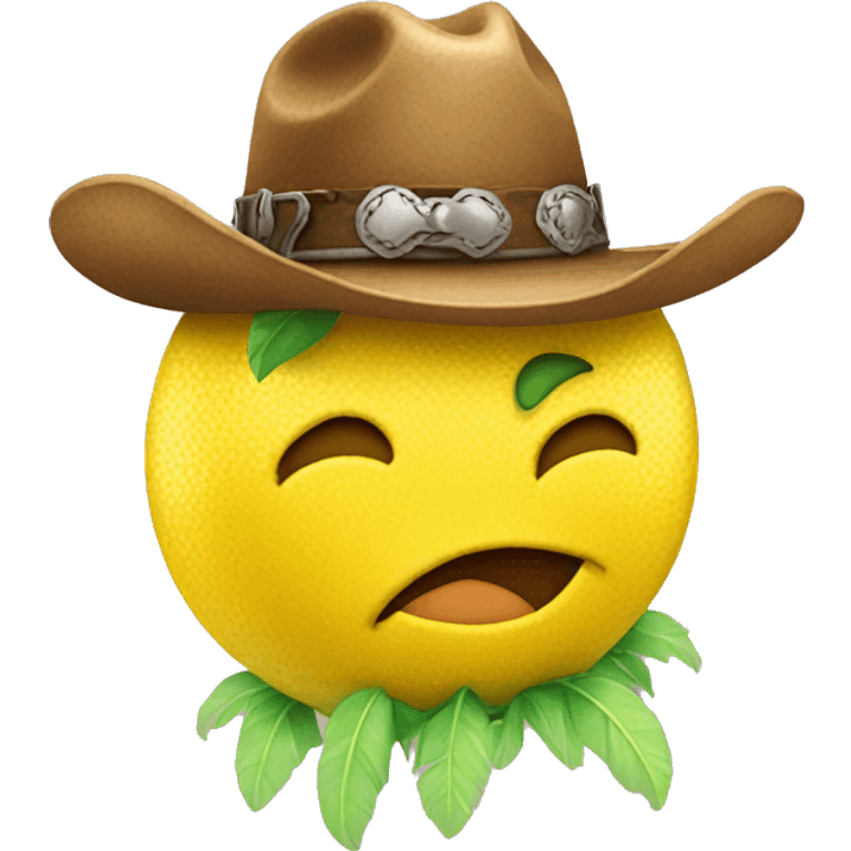 Winking lemon in a cowboy hat and feather boa emoji