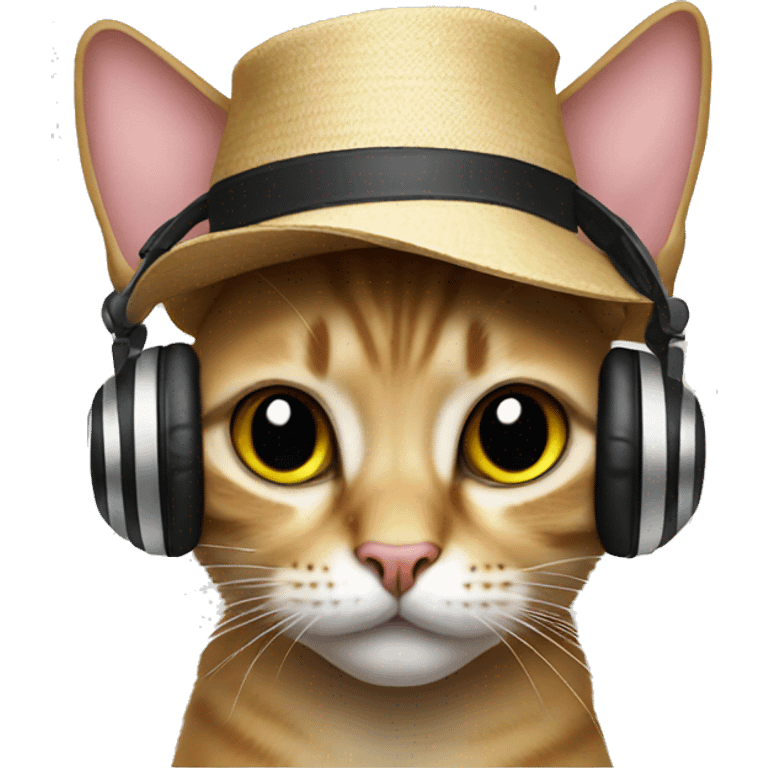 Cat with dj headphones and a hat  emoji