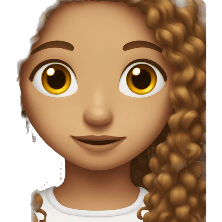 girl with brown eyes and long bro curly hairs emoji