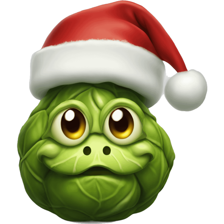 Brussels sprout with a Christmas hat realistic emoji