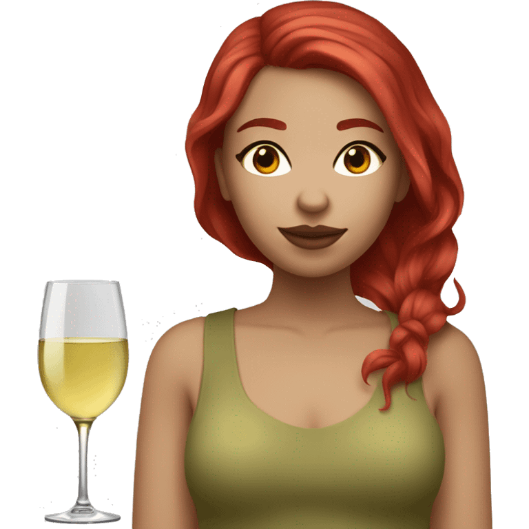 One girl whit light skin one red hair and one gilr whit light skin one bordeaux hair drinking white wine emoji