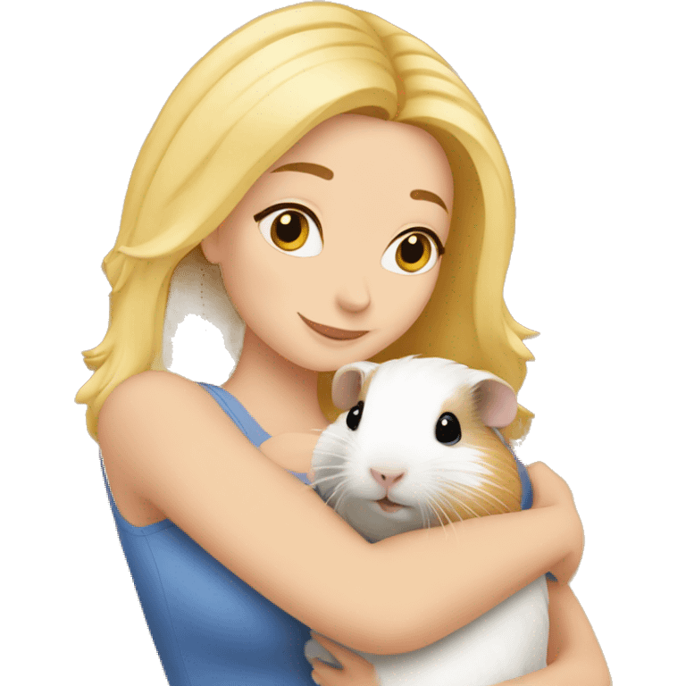 Blonde Woman hugging a guineapig emoji