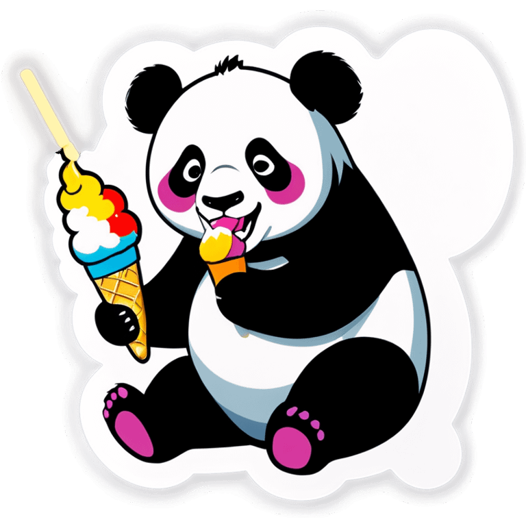 Panda eating ice cream emoji