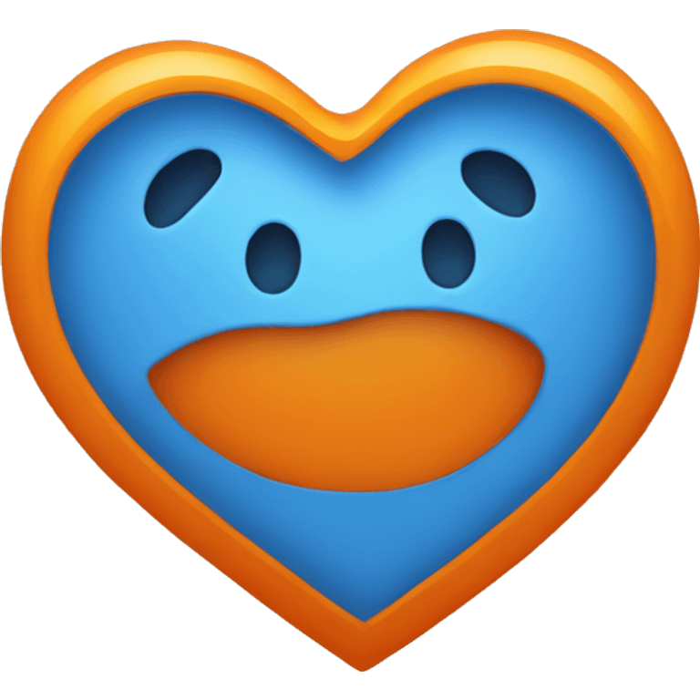 Coeur en bleu et orange  emoji