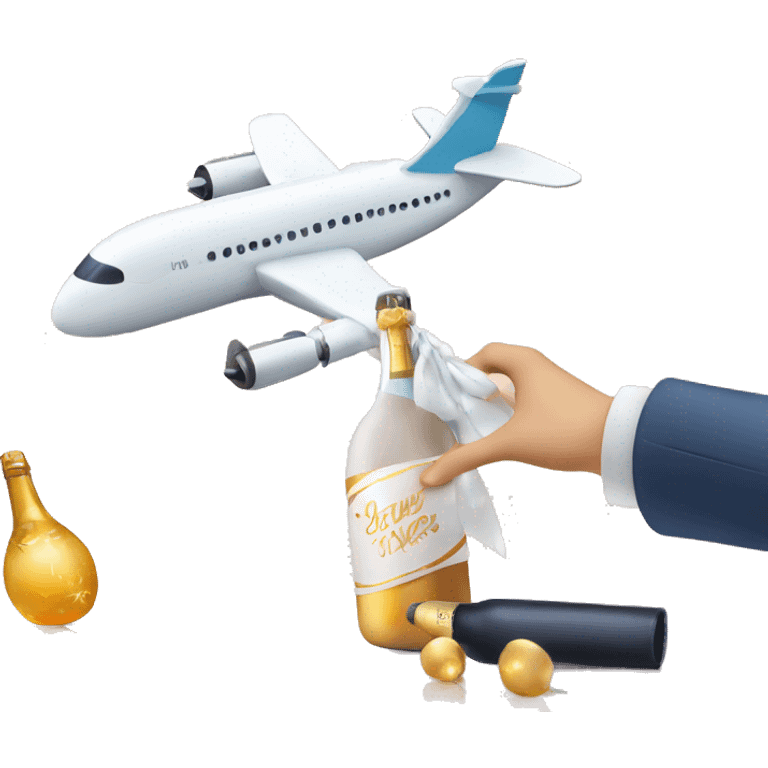 Christening plane on new years 2025 with champagne bottle emoji