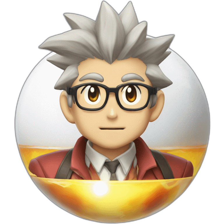 pokemon professor oak anime global trade station badge pokeball emoji