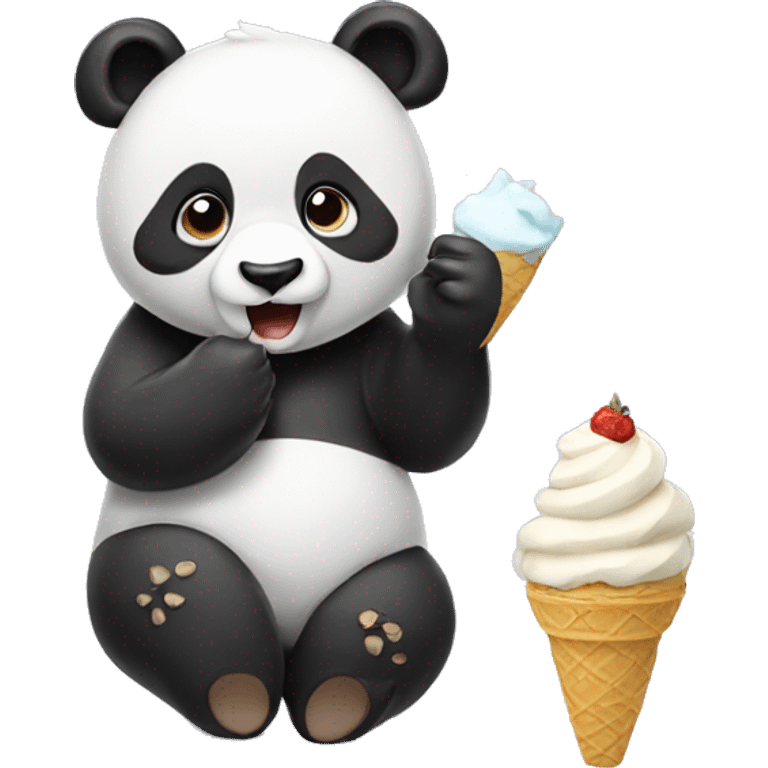 Panda eating ice cream emoji