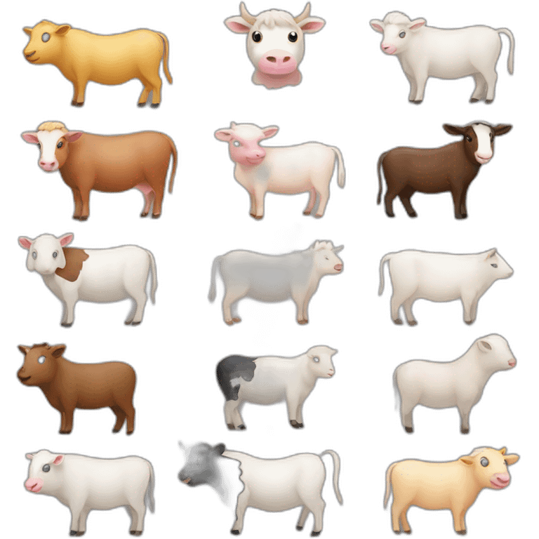 cow buffalo goat sheep horse chicken pig mixed icon emoji