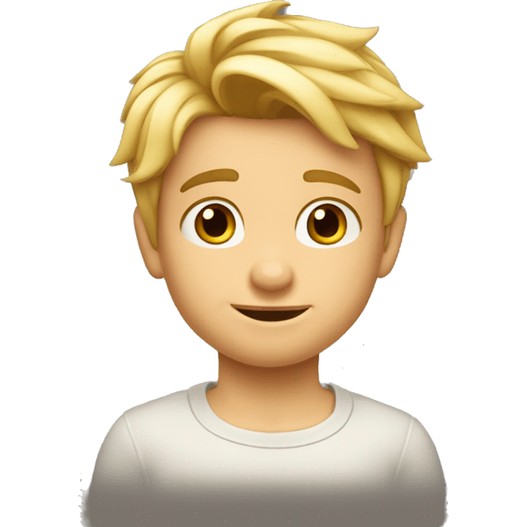 Caras niño con pelo rubio corto estilo disney emoji