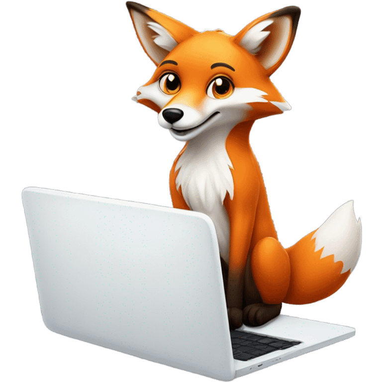 kawaii fox on laptop emoji