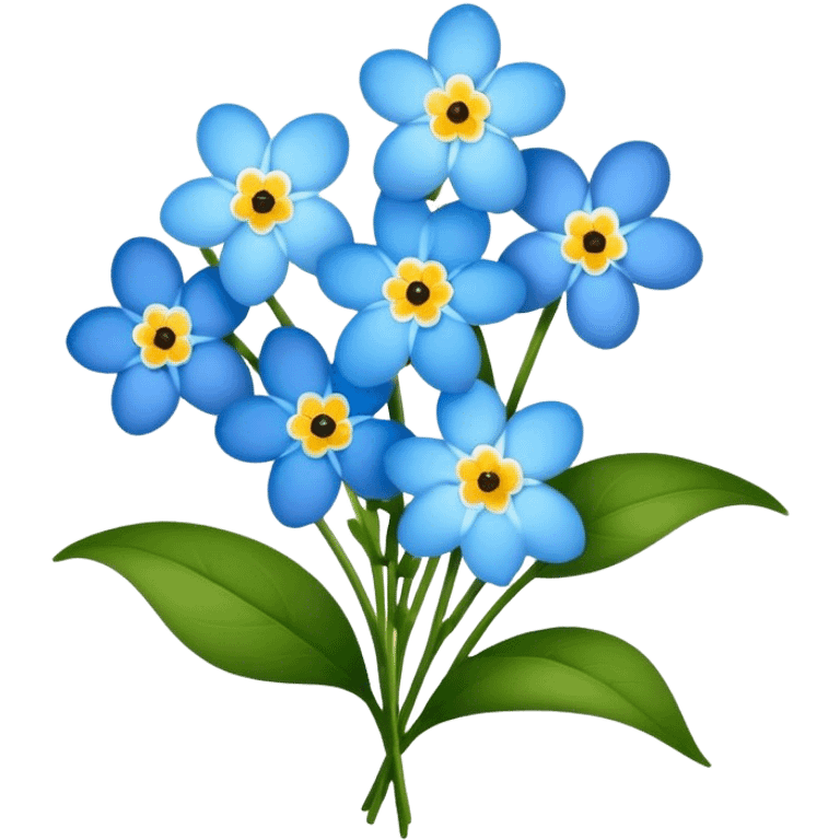 luxuriant, big bouquet Forget-Me-Not flower, stem, leaf emoji