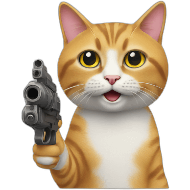 gay cat shocked pointing realistic toy gun a emoji