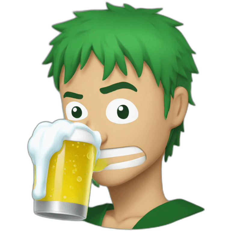 Zoro drink a beer emoji