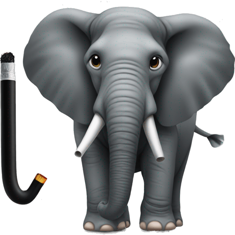 Elephant with black cigarette in the trunk emoji