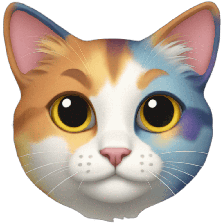 A rainbow calico cat emoji