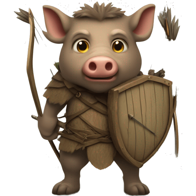 medieval humanoid boar with bow and arrows emoji