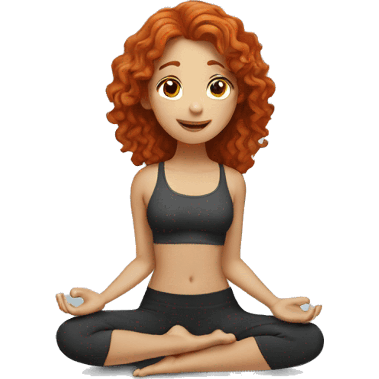 redhead girl with wavy hair doing yoga emoji