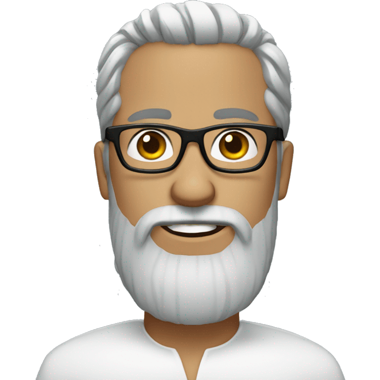 White groom with black glasses and grey long straight beard  emoji