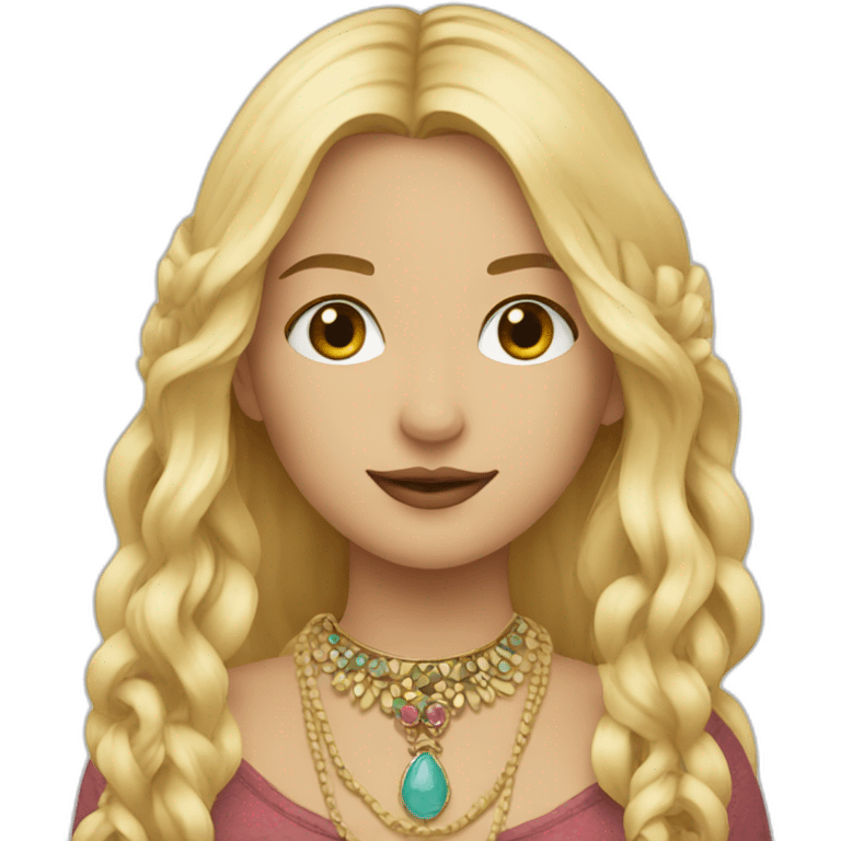 blonde boho girl with an collier emoji