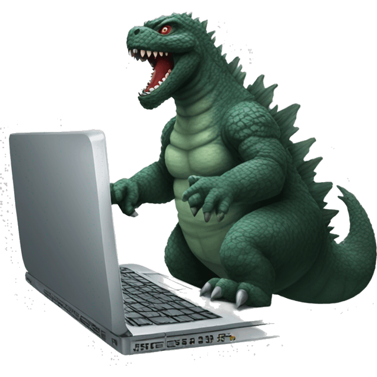 Godzilla typing on a laptop  emoji