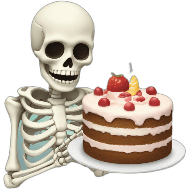 skeleton eating cake emoji