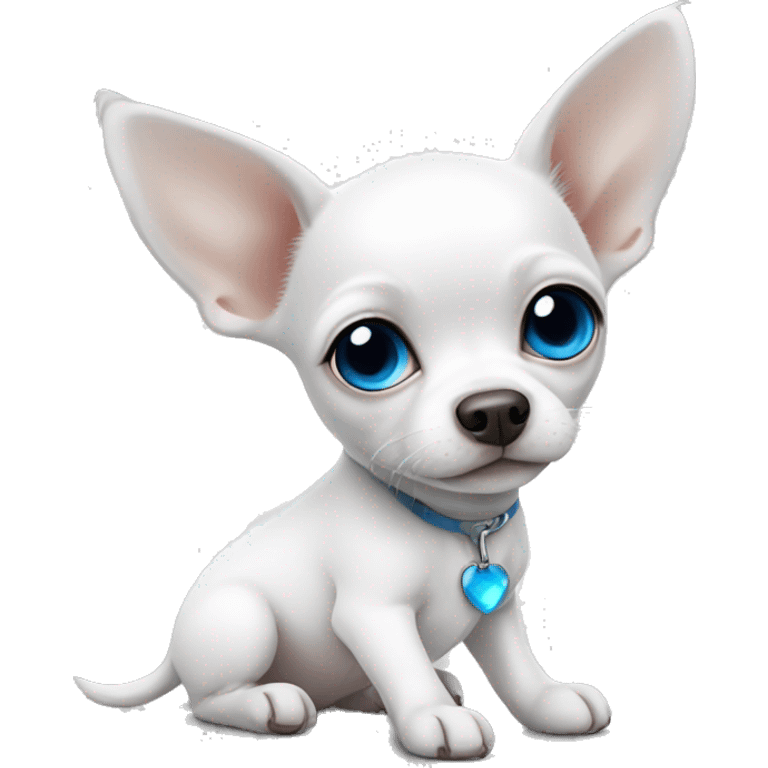 White Chihuahua puppy with blue eyes  emoji