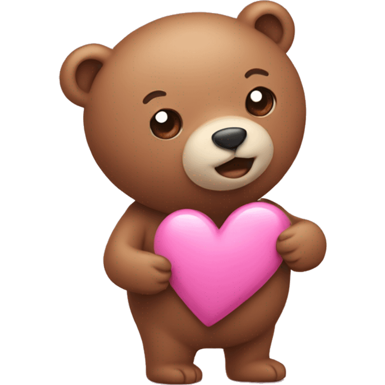 Pink heart with bear  emoji