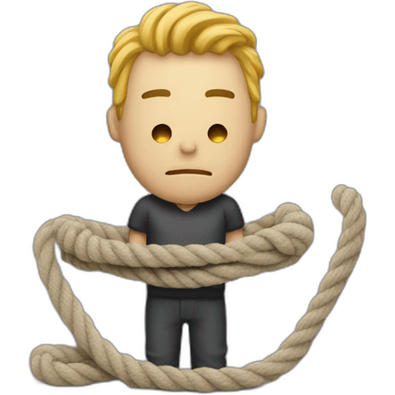 create a man with a rope sad emoji