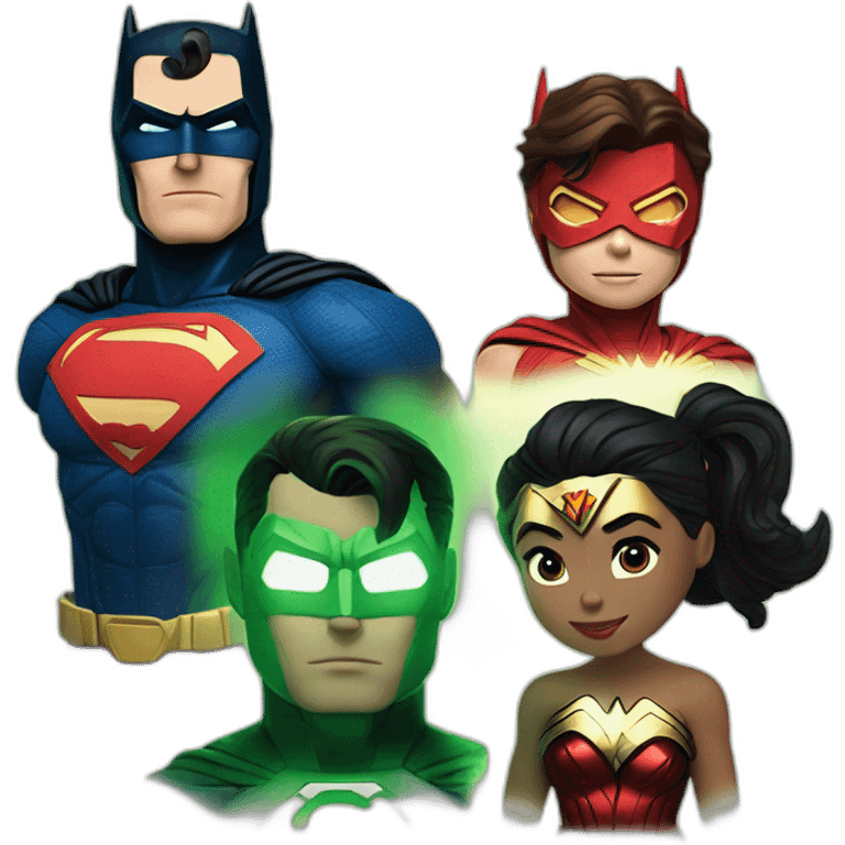 Wonder woman, batman, green lantern, superman flash emoji