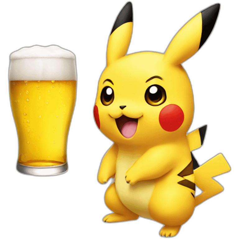 pikachu drinking beer emoji