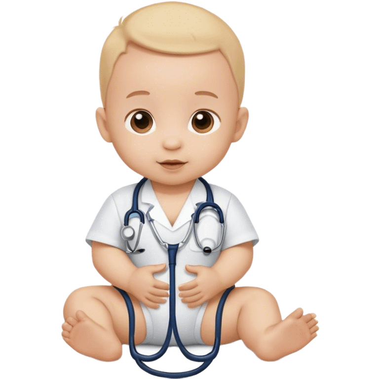 Baby, 6 months, with a stethoscope  emoji