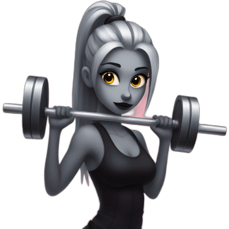 goth girl lifting a barbell emoji