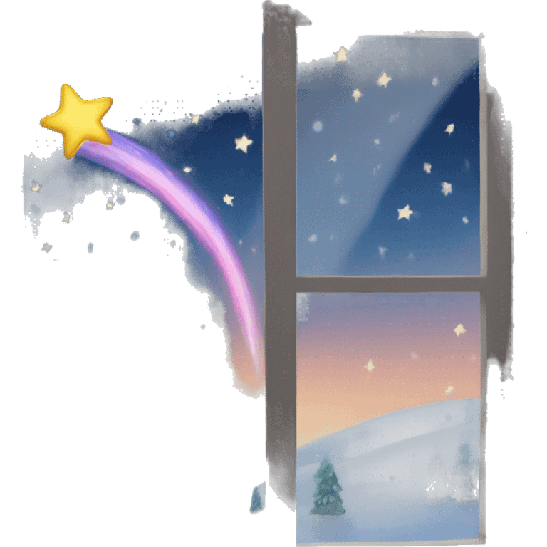 Shooting stars outside window in winter emoji