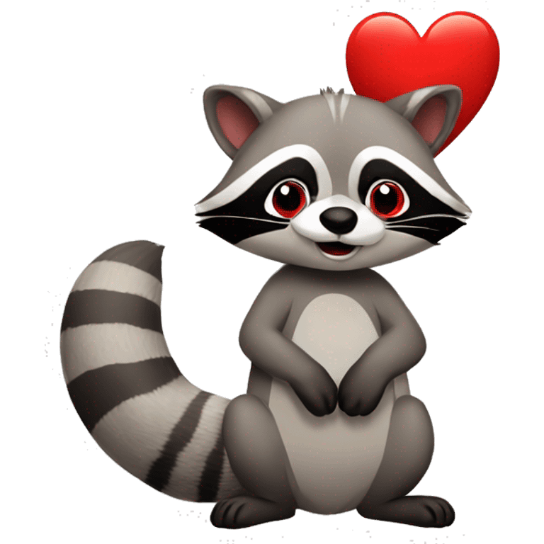 Raccoon with Red heart emoji