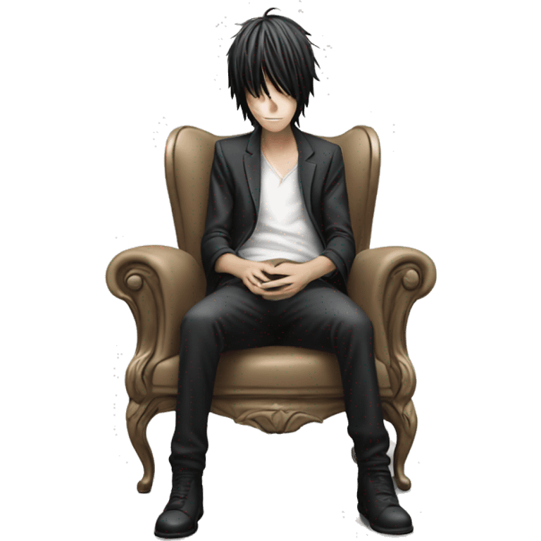 L Lawliet death note sitting on chair emoji