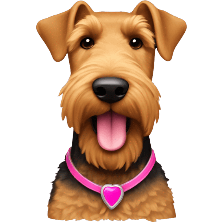 Airedale Terrier with pink Robin emoji