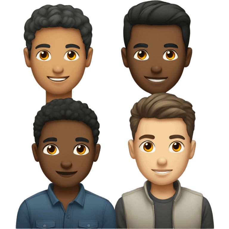 group of 5 young men of different ethnicities emoji