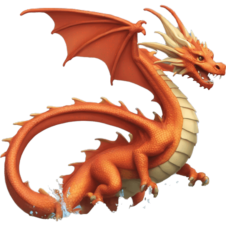 Un dragon qui boit de l'eau emoji