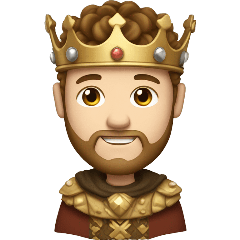 A king with a crown, white skin, light brown hair and low beard with no mustache emoji