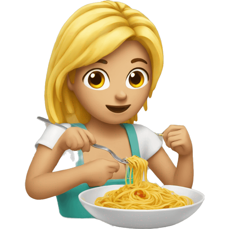 girl eating spaghetti emoji