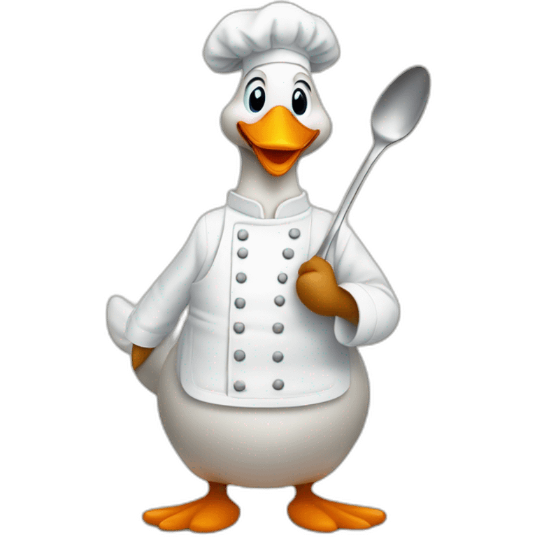 A goose dressed like a chef with a spoon in his hand emoji