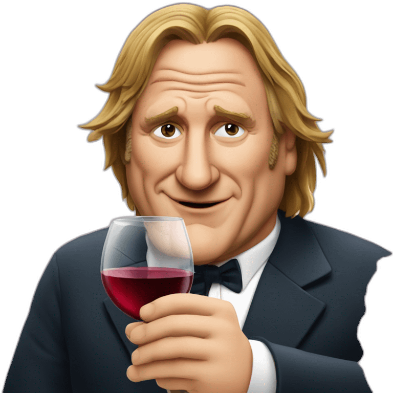 Gerard Depardieu with glass of red wine emoji