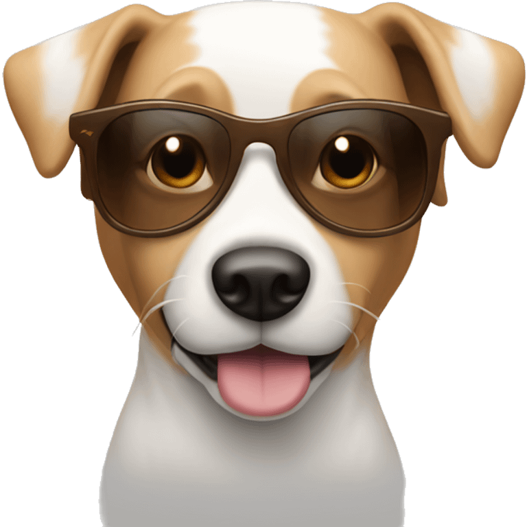 White and brown dog with sunglasss  emoji