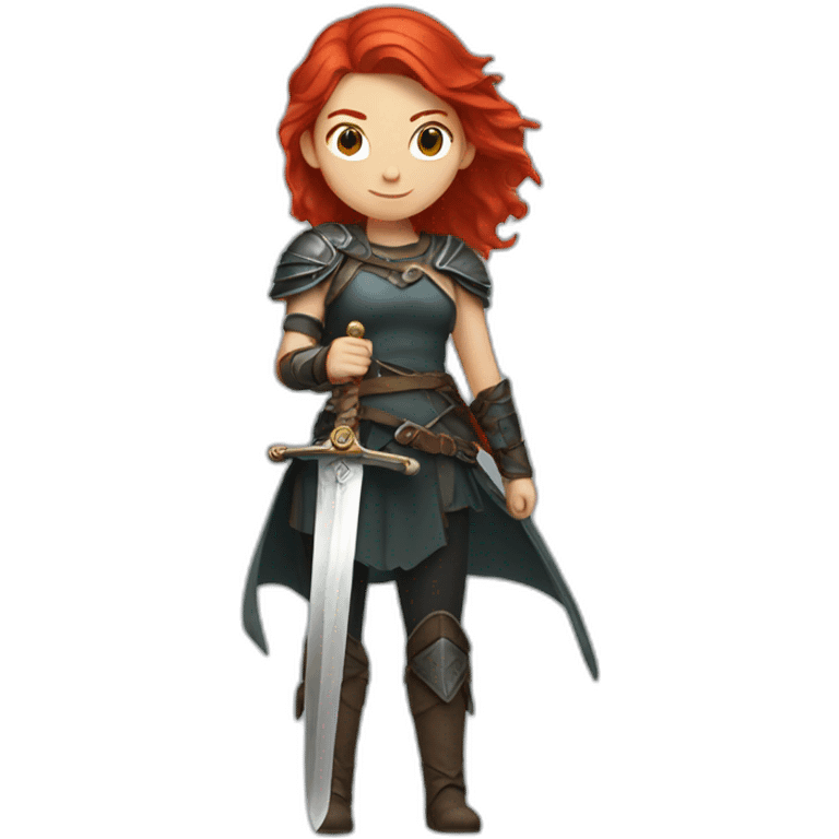 girl with red hair and sword emoji