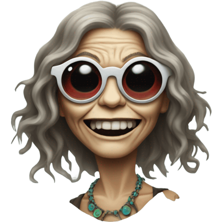  janis joplin zombie  dancing with circle glasses emoji