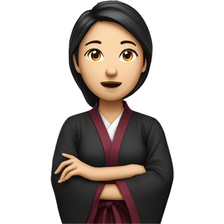 Asian woman lawyer Wearing a robe side profile surprised emoji