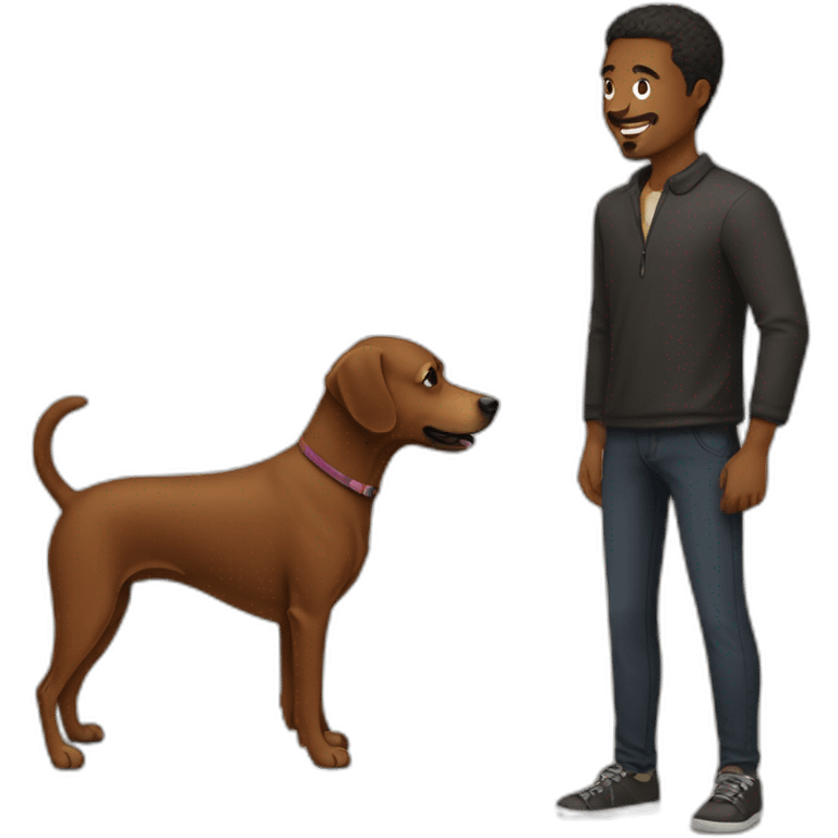 Brown Dog and Black owner emoji