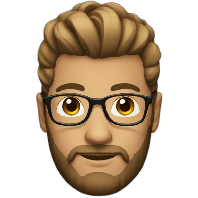 a person with man bun, short beard and glasses emoji