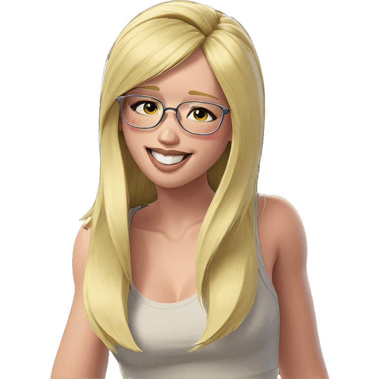 smiling blonde girl in glasses emoji